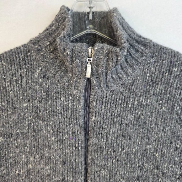 Talbots Made In Italy Womens Medium Zip Front Gray Wool Blend Grandpa Sweater - Picture 2 of 7